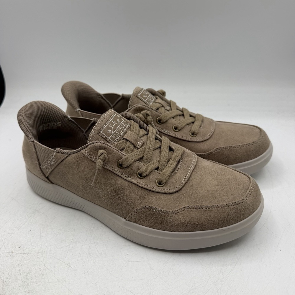 BOBS Skechers Slip Ins Skip Be Cute Cozy Shoes Womens 8 Taupe Hands Free Sneaker